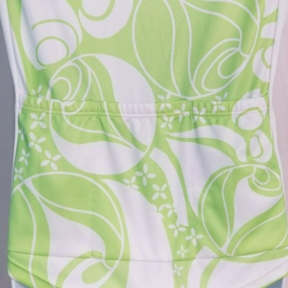 Athleta 3/4 Zip Sleeveless Floral Cycling Jersey Green White Women's Size Small - Picture 8 of 12